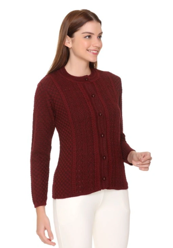 CLAPTON  Self Design/ Knitting Full Sleeves Sweater, Cardigan   This Is Pefect Skinny Jeans, Laggines Dresses - M, Maroon, Wool, Pack of 1